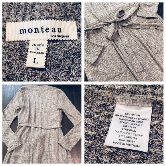 Long Ribbed Knit Tie Waist Cardigan - Picture 6 of 8